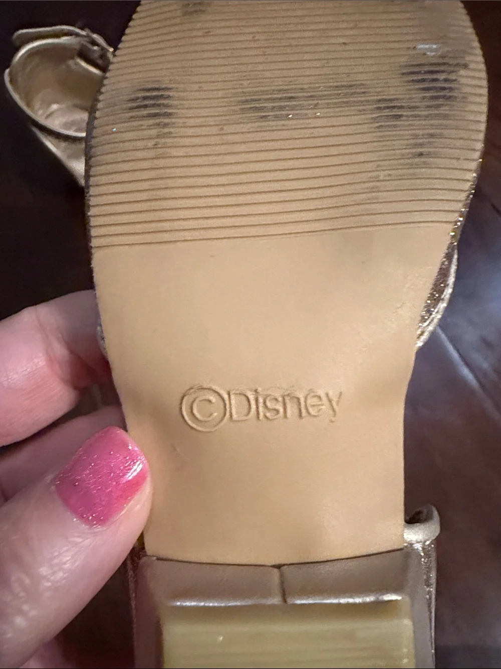 Disney Girls' Glitter Ankle-Strap Dress Shoes in Gold